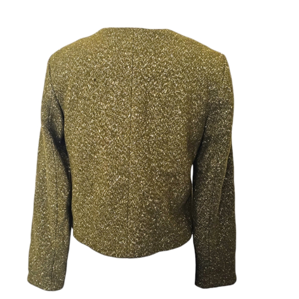 A NEW DAY Cropped Speckled Tweed Blazer Jacket in Olive Sz: 4 (Small) - Picture 10 of 16